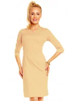 Dámske značkové šaty Lental DANUTA s 3/4 rukávom stredne dlhé béžovej - Béžová - Lental