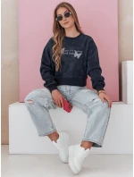 Dámska nadrozmerná mikina so zaväzovaním v motýliku SPARKI navy blue FashionStreet BY1403