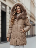 Dámska zimná bunda MORISIO dlhá prešívaná s kapucňou béžová FashionStreet TY5183 Dámska zimná bunda MORISIO dlhá prešívaná s kapucňou béžová FashionStreet TY5183