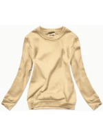 Dámska mikina s rebrovanou manžetou svetlá béžová (W01-159)