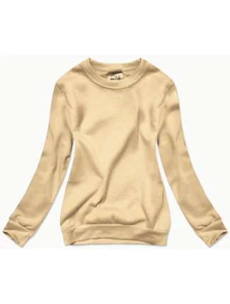 Dámska mikina s rebrovanou manžetou svetlá béžová (W01-159)