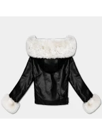 Dámske tričko s kapucňou a kamienkami Black/Ecru (61M8506-392B)