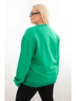 Dámske Plus veľkosť bavlnené základné kolo krku mikina zelená