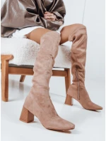 Dámske semišové béžové čižmy FashionStreet ZY1244