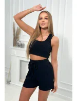 Pruhovaná súprava so šortkami čierna