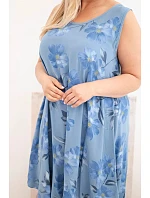 Dámske šaty Plus Size z viskózy s kvetinovým vzorom na džínsových ramienkach