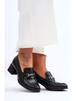 Wygodne Skórzane Czółenka Czarne Lemar Damira