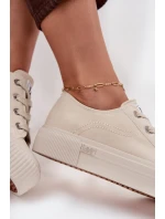 Trampki Damskie Na Platformie LEE ISLA C WOMEN LOW 50253001.35E Beżowe
