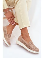 Dámske sieťované mokasíny Sergio Leone MK097H beige Dámske sieťované mokasíny Sergio Leone MK097H beige