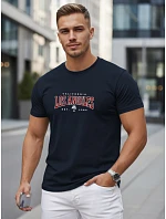 Pánske bavlnené tričko s nápisom, tmavomodré, FashionStreet NX5136R