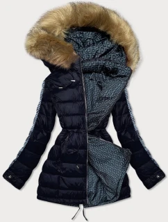 Tmavomodro-šedá obojstranná dámska zimná bunda (mhm-w556)