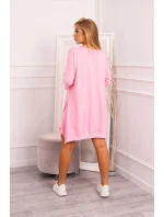 Šaty s potlačou a rozšíreným spodným dielom svetlo ružové