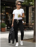 Čierne dámske nohavice FashionStreet s dierou UY2857