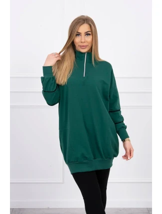 Mikina so zipsom a vreckami zelená