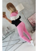 Farebná pruhovaná súprava svetloružová+ecru Farebná pruhovaná súprava svetloružová+ecru