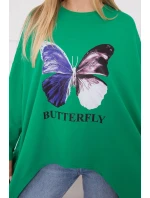 Oversize blúzka s potlačou svetlo zelená