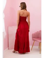 Dámske viskózové šaty s elastickým vrchným dielom bordó Dámske viskózové šaty s elastickým vrchným dielom bordó