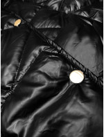 Čierna prešívaná bunda s opaskom S'West (B8249-1)