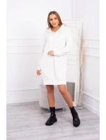 Velúrové šaty s kapucňou ecru