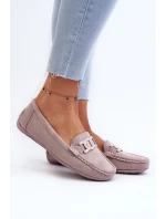 Damskie Modne Zamszowe Mokasyny Fioletowe Rabell