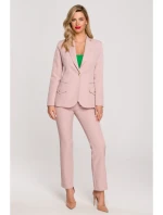 K141 Sako s dvojitým vreckom a klopou - krepová ružová K141 Sako s dvojitým vreckom a klopou - krepová ružová