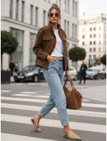 Dámska semišová bunda / bomber TY5578 Tmavo hnedá - Fashion Street