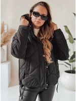 Dámska zimná bunda LOVEWARM krátka prešívaná s kapucňou čierna FashionStreet TY5039