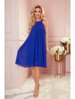 ALIZEE - Dámske šifónové šaty v nevädzovej farbe so zaväzovaním 350-9