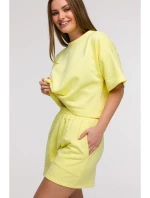 B295 Šortky s vreckami so záplatami - citrón