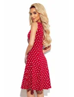 241-2 STELLA Šaty so skladaným výstrihom - bordové s prúžkami