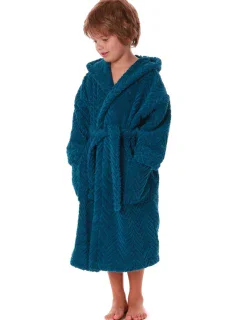 Detský župan Athena s kapucňou 3116 petrol - Vestis