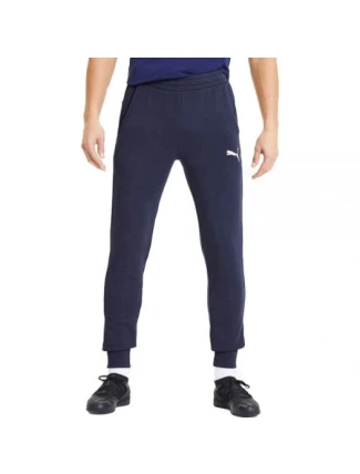 Pánske bavlnené tepláky Puma pohodlný športový štýl námornícka modrá Pánske bavlnené tepláky Puma pohodlný športový štýl námornícka modrá