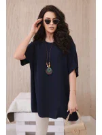 Nadrozmerná blúzka s príveskom námornícka modrá