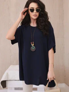 Nadrozmerná blúzka s príveskom námornícka modrá