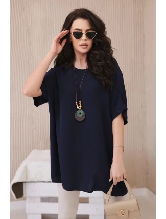 Nadrozmerná blúzka s príveskom námornícka modrá