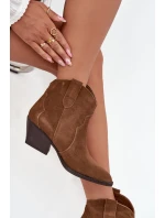 Wsuwane Botki Kowbojki Damskie Z Naturalnego Zamszu Camel Beretta