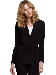 K056 Sako s opaskom na zaväzovanie - čierne