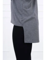 Blúzka s potlačou a dlhším chrbtom v grafitovej farbe