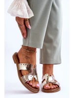 Zazoo 40326 Damskie Klapki Z Ozdobnymi Wycięciami Złote