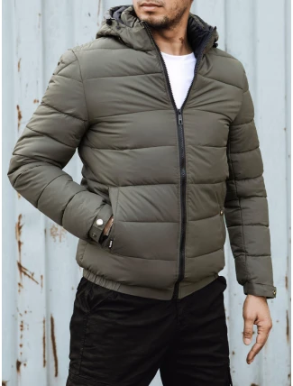 Pánska prešívaná zimná bunda s kapucňou zelená FashionStreet TX4846