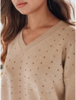 amski Sveter s výstrihom do V VERALIA camel FashionStreet MY2518
