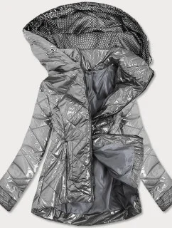 Strieborná lesklá prešívaná dámska bunda (B9573)