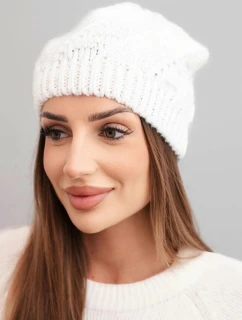 Dámska zimná vlnená čiapka s jemným vzorom K460 biela