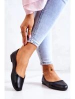 Skórzane Klasyczne Baleriny Czarne Stacee