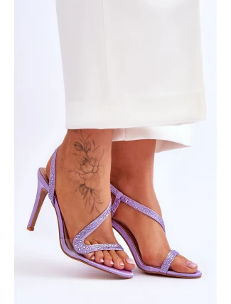 Eleganckie Wsuwane Sandałki Na Obcasie Fioletowe Colima