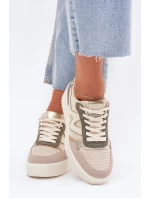 Sneakersy Damskie Na Platformie Panterka Beżowe Kelsia