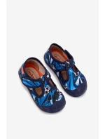 Dětské pantofle Milami na suchý zip míčky tmavě modré Jasimrra