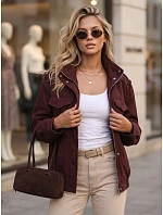 Dámska semišová bunda typu bomber v bordovej farbe od FashionStreet TY5915 Dámska semišová bunda typu bomber v bordovej farbe od FashionStreet TY5915