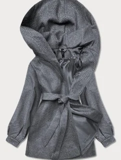 DÁMSKA BUNDA S PREDĹŽENÝM STRIHOM SIVÁ RYBIA KOSŤ (2726)