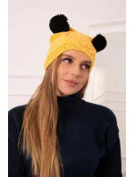 Fleecová čiapka 2 brmbolce K291 žltá